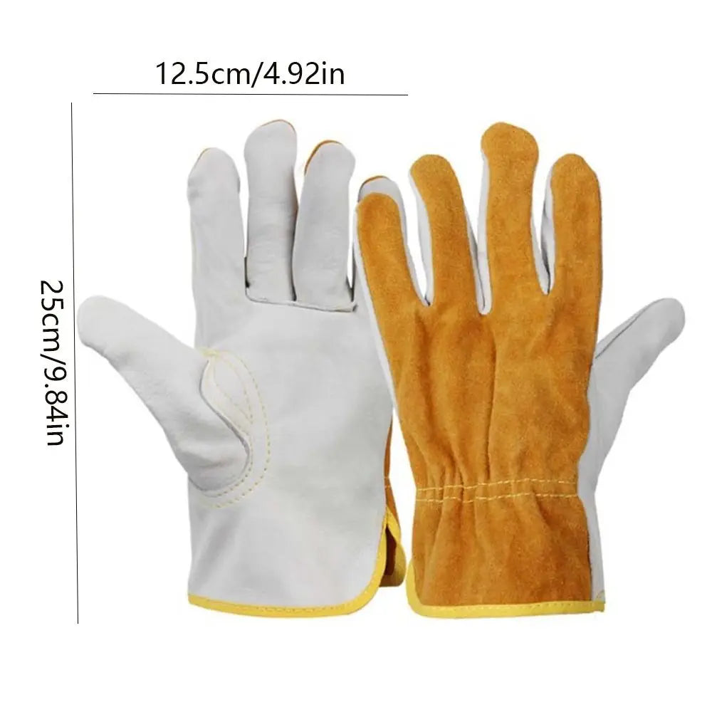 1 Pair Security Protection Welding Gloves Safety Labor Protection Leather Work Gloves Soft Leather Heat Resistant