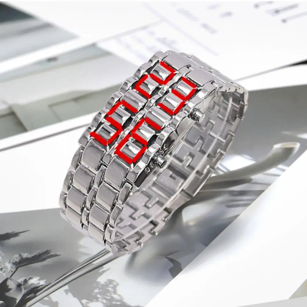 Men Digital Watch Large Screen Electroplated Men Watch Male Binary Steel Band Electronic Sport Watch Relogios Masculino