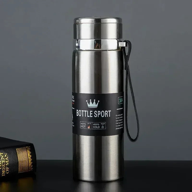 Vacuum Insulated Thermos Water Bottle with Wide Mouth Cup, BPA-Free Stainless Steel Water Bottles Flask for Cold & Hot Drink