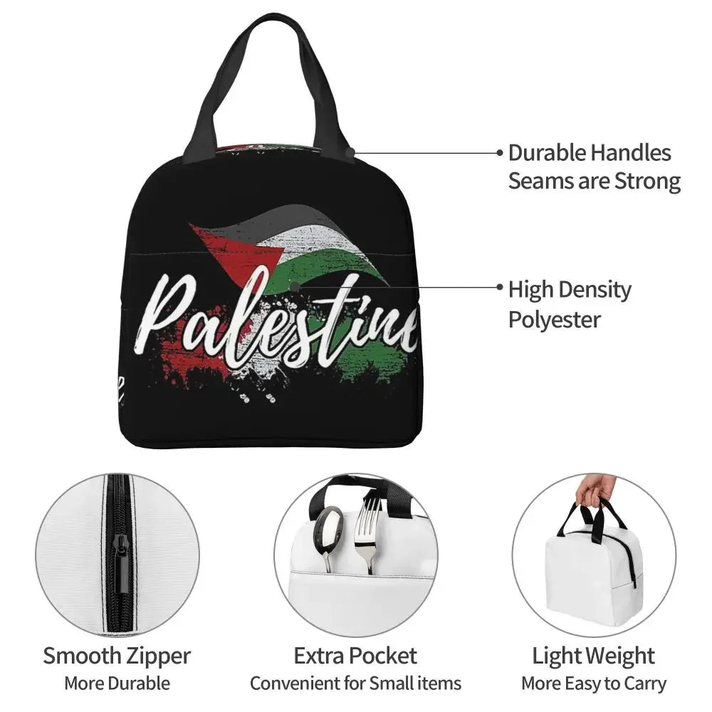 Palestine Flag Insulated Lunch Bags Cooler Bag Lunch Container Large Tote Lunch Box Food Handbags Work Travel