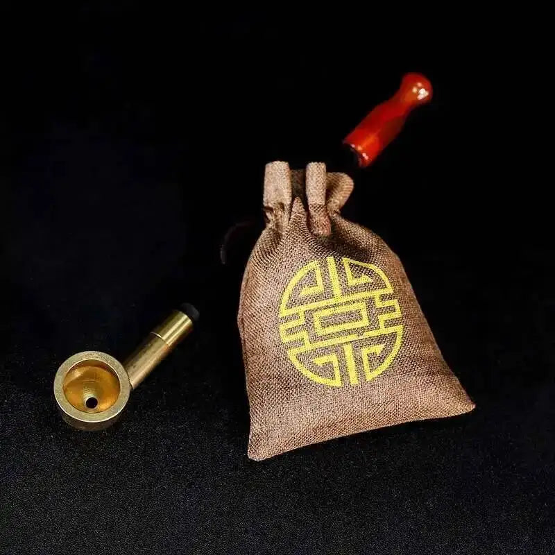 New Long Stem Vintage Tobacco Pipes Agate Cigarette Holder Pipes Smoking With Tobacco Bag Pendant Chinese Girl Accessories