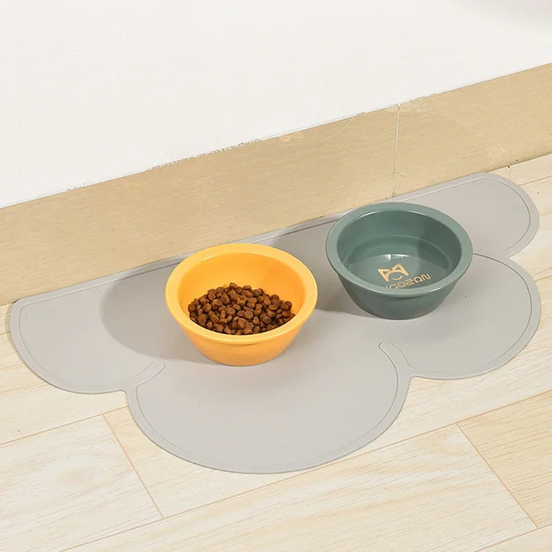 Pet Dirt Resistant Silicone Food Mat Portable Waterproof Leakproof Non-Slip Feeding Mat Bowl Mat Mat for Cats Dogs Pet Supplies