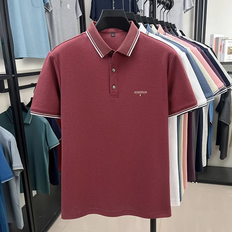 100% pure cotton men's highend brand customized new embroidered short sleeve polo shirt summer casual comfortable breathable top