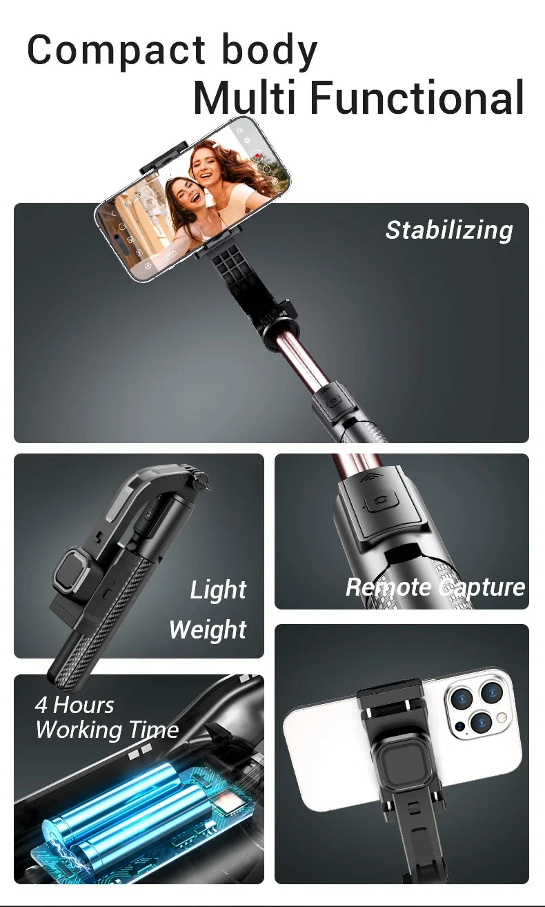 Cellphone Gimbal Stabilizer for Smartphone Mobile 1-Axis Anti Shake Selfie Stick Handheld Video Tripod Phone Holder for iPhone