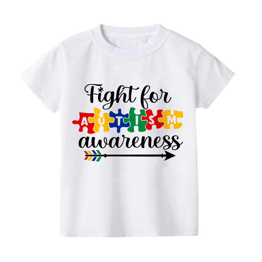 Autism Awareness Kids Tshirt Toddler T-shirt Boy Girl Clothes Autism Heart Chilld Shirt Care for Autistic Patients Children Tee