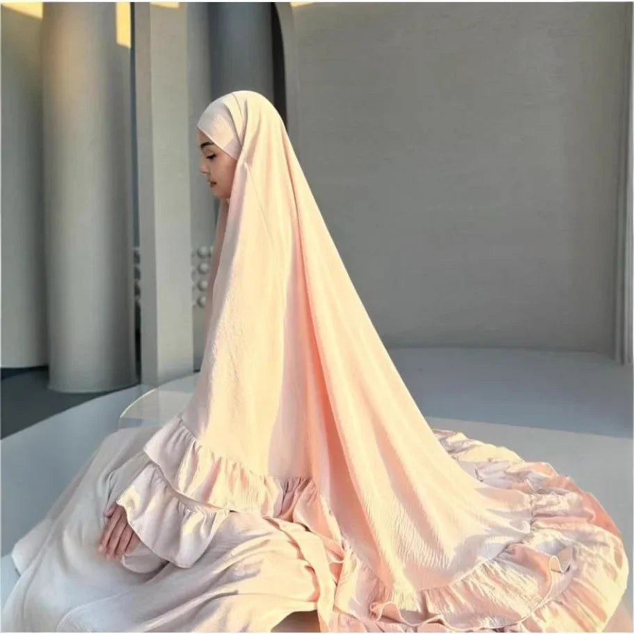 Muslim Dresses Hijab 2 Piece Sets Women Prayer Garment Modest Abayas Headscarf Ramadan Kaftan Islam Vestidos Arab Long Robe Suit