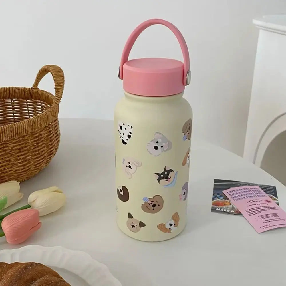 Water Bottle 900ml Insulated Water Bottle With Straw Leak-proof Portable Insulation Cup Hot Drink Cartoon Thermal Cup Student