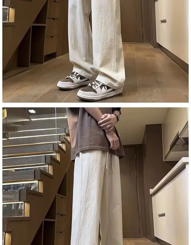 Pants Men's Summer Quick-drying Straight-leg Casual Pants for Teenagers Trendy Loose Thin Sports Wide-leg Trousers Y2k Shorts