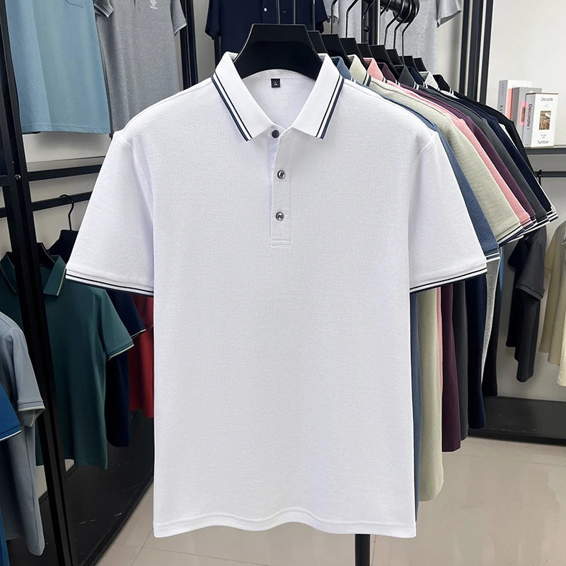 100% pure cotton men's polo shirt summer new fashion casual short sleeve comfortable luxury new simple solid color lapel T-shirt