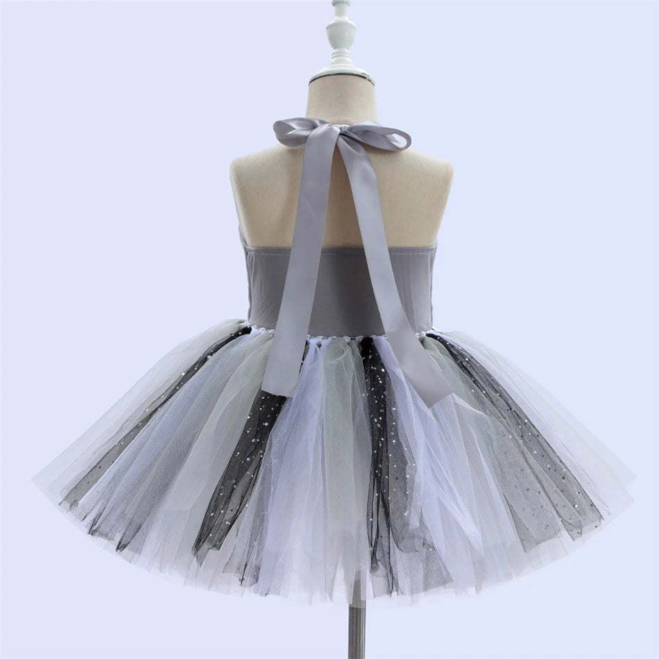 Girl Cartoon Raccoon Sloth Koala Piggy Rabbit Tutu Sling Dress Children Cosplay Festival Performance Dance Costume Headband Sets