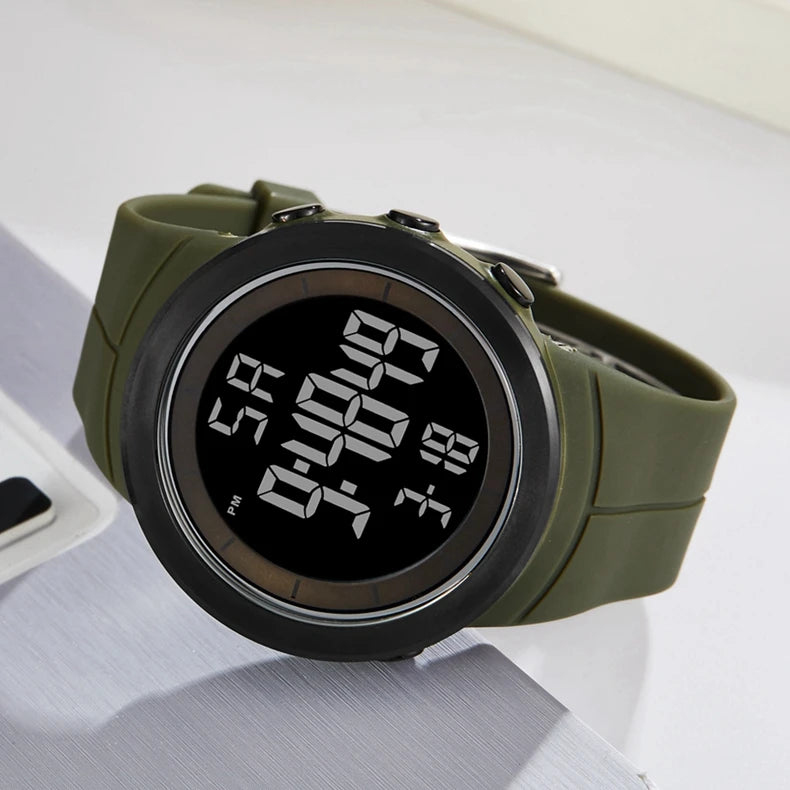 Digital Watches for Men Black 50M Diving Tactical Wristwatch Big Dial Waterproof Electronic Led Military Clocks Alarm Stopwatch
