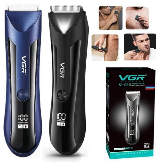 VGR Groin Body Pubic Hair Trimmer For Men&Women Electric Beard Clipper Ball Shaver Groomer Rechargeable，Ceramic Blade，Wet Dry
