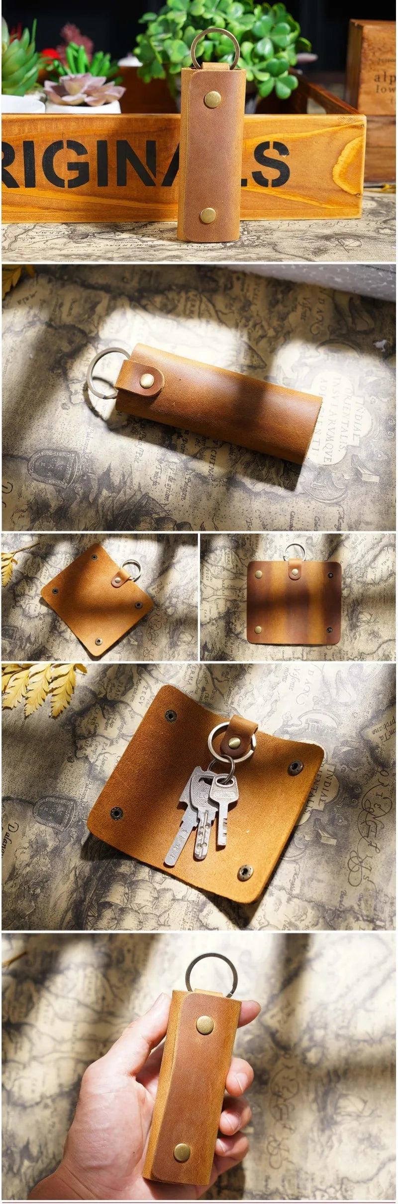 Genuine Leather Key Holder Small Home Keys Storage Bag Minimalist Key Ring Pouch Cow Leather Personalized Key Organizer Wallet