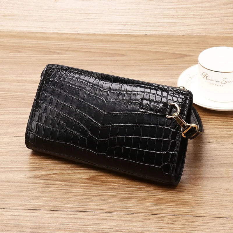 Genuine leather leather Alligator bone design men long purse large-capacity hand bag handbag mobile phone bag Men's wallet