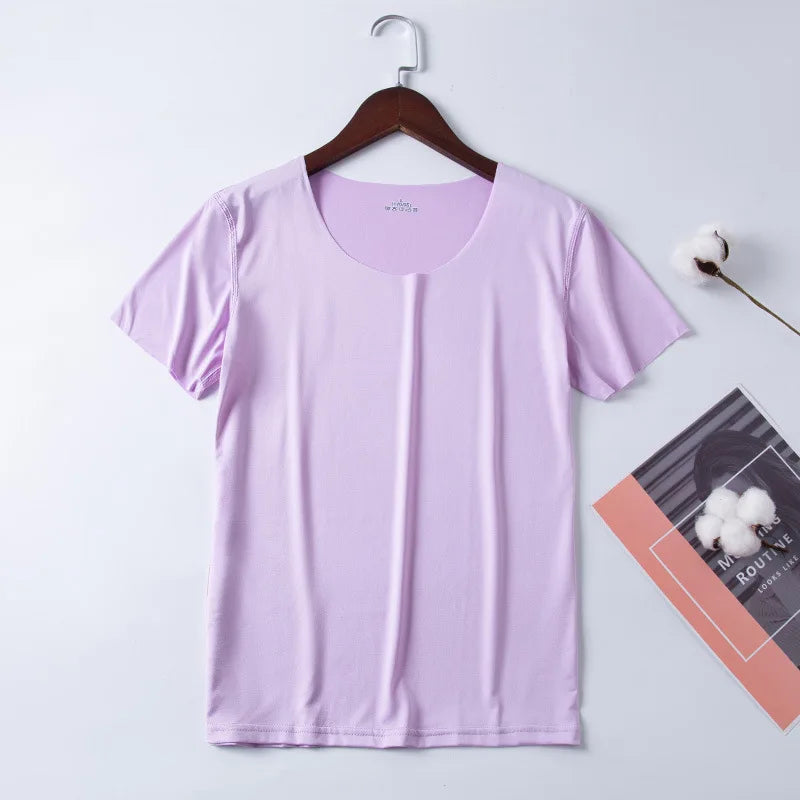 Summer Women T-shirts Ice Silk T-shirt Vest Short Sleeve Tank Fashion Woman Blouses 2023 Slim y2k Tops Undershirt Woman Clothes