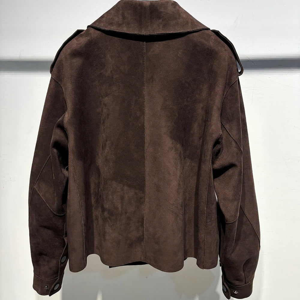 YOLOAgain Oversized Real Leather Jacket Women Sheepskin Coat