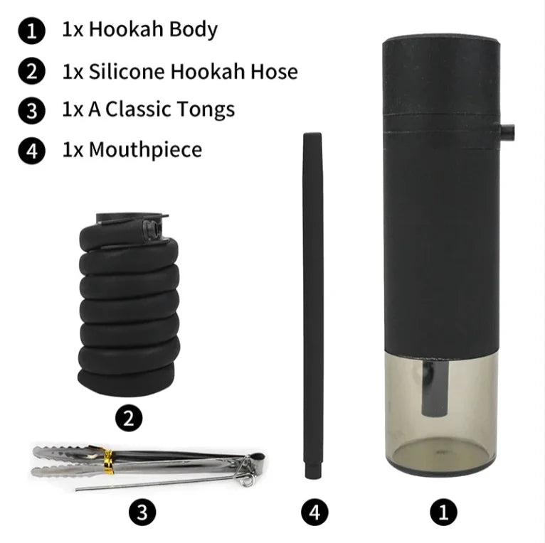 Portable Water Pipe Set for A Car with A Mini Shisha Silicone Hose for Traveling Outside Mobile Water Pipe Narguile Chichama
