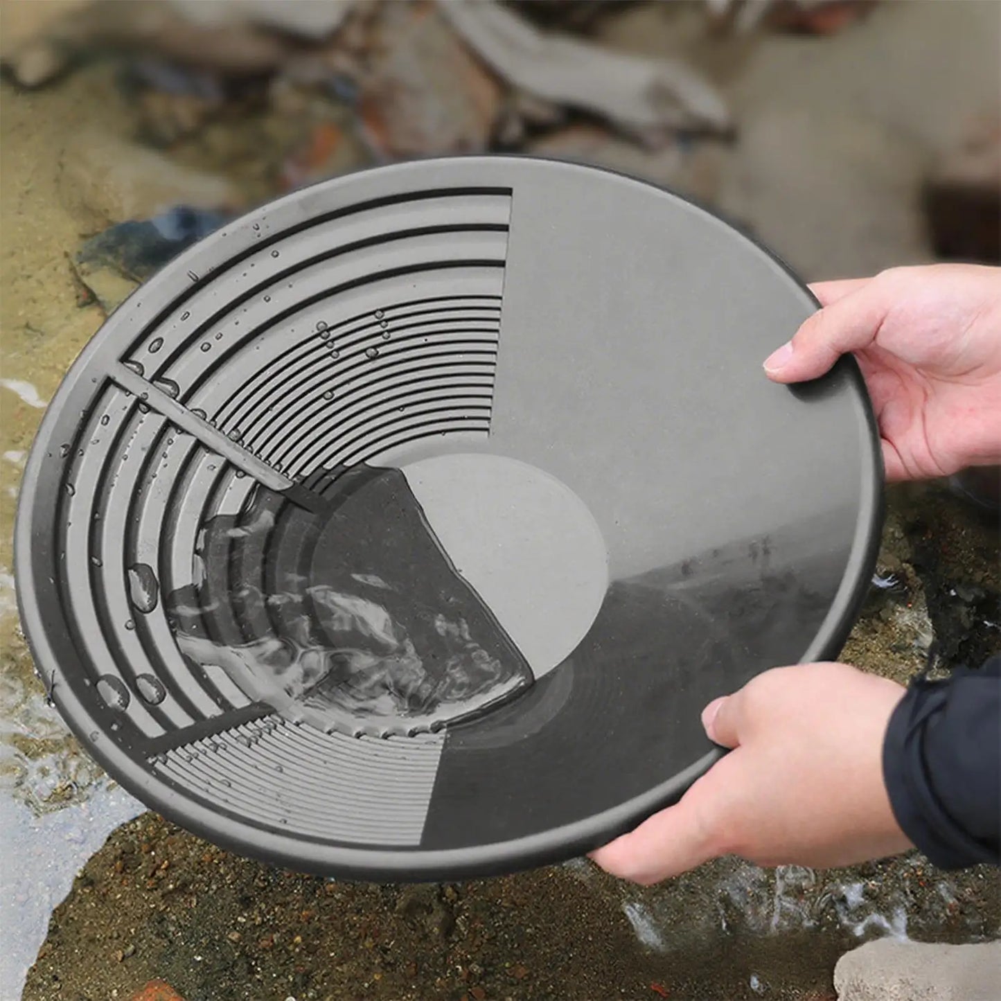Gold Pan with Riffle Design Durable Prospecting Tool for Gold Mining Metal Detect Efficient Outdoor Wash Gold Panning Equipment