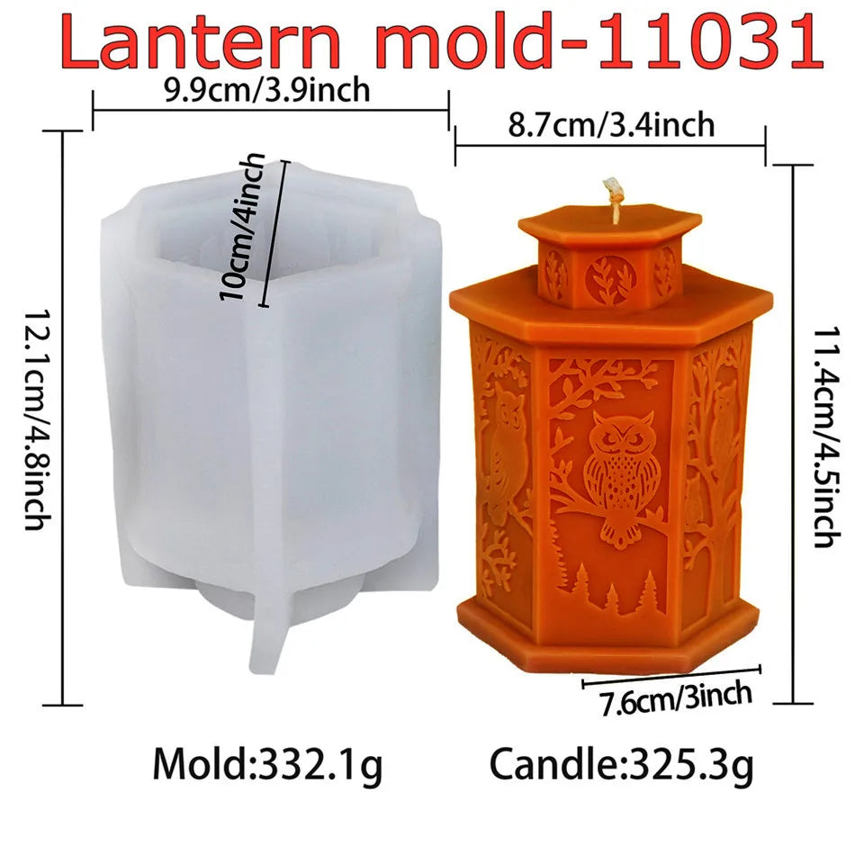 Eid Mubarak 3D Relief Lace Pillar Lantern Candle Mold Animal Plant Designs Ramadan Decor Christmas Handmade Taper Candle Making