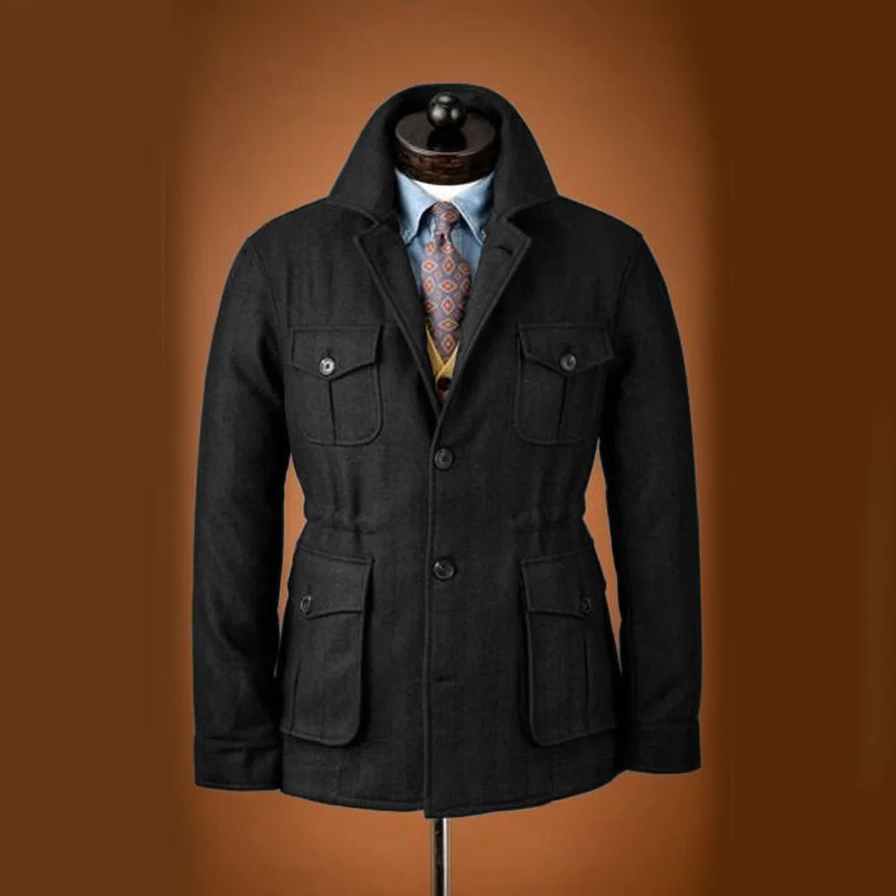 Men's Tweed Jacket Tuxedo Woolen Suit High Quality Costumes Wool Single Breasted Casual Slim Fit Male Blazers Autumn Winter