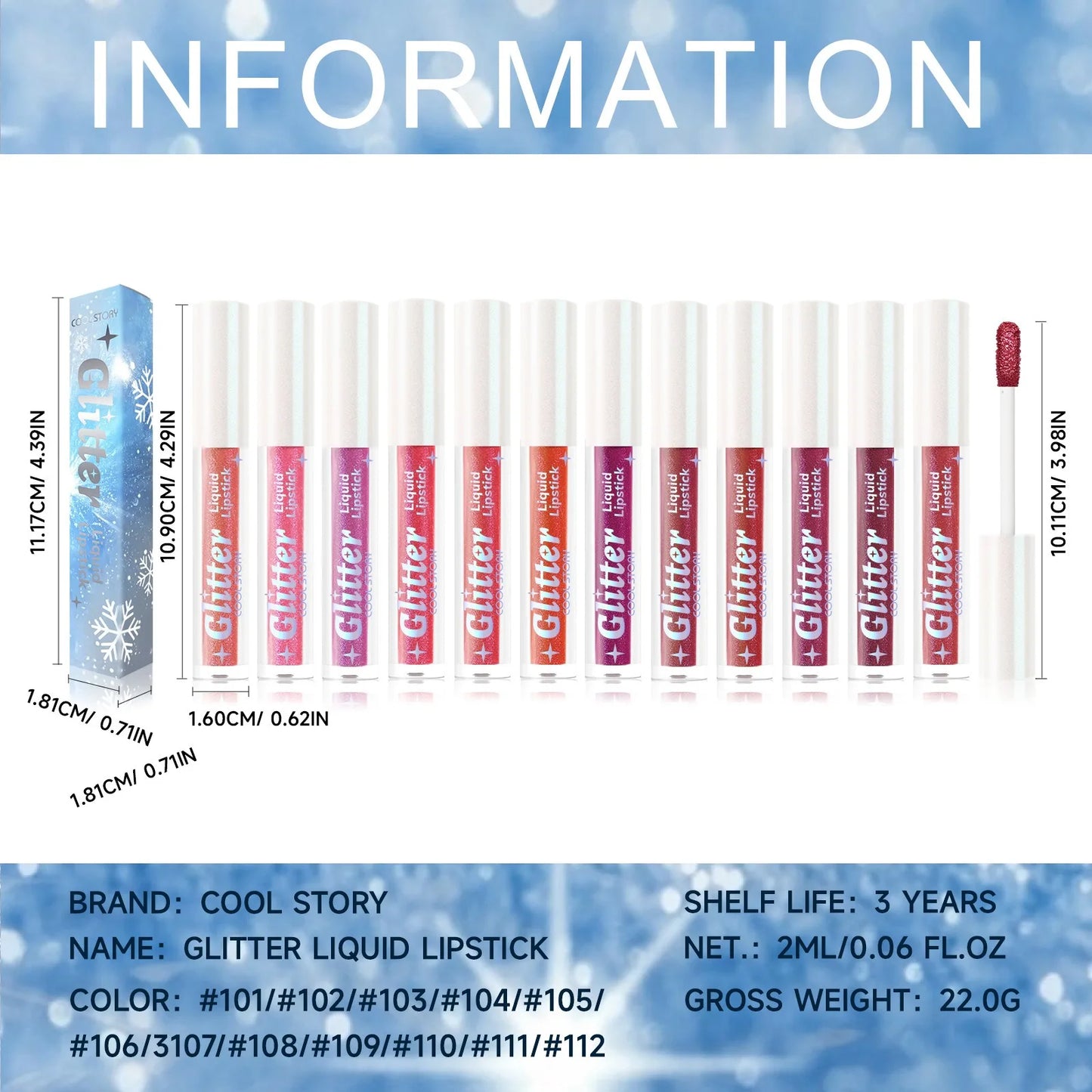 1PC Sexy Color Glitter Lipstick Flash Lasting Easy Color Diamond Lip Tint Shiny Metallic Lip Makeup Gifts for Women Cosmetics