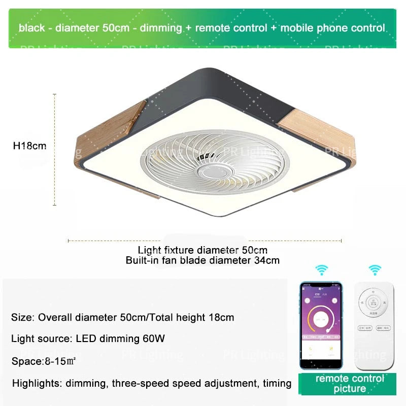LED Fan Light Ceiling Lamp Household Modern Simple Bedroom Restaurant Invisible Ceiling Fan Light Living Dining Table Room Decor
