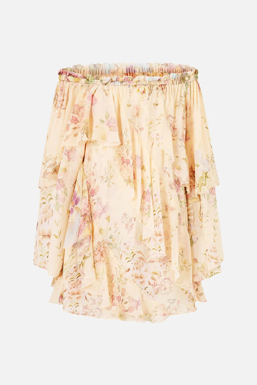 Women Silk Flower Printed Long Dress Heavy Beaded V-Neck Lantern Sleeve Loose Female dress