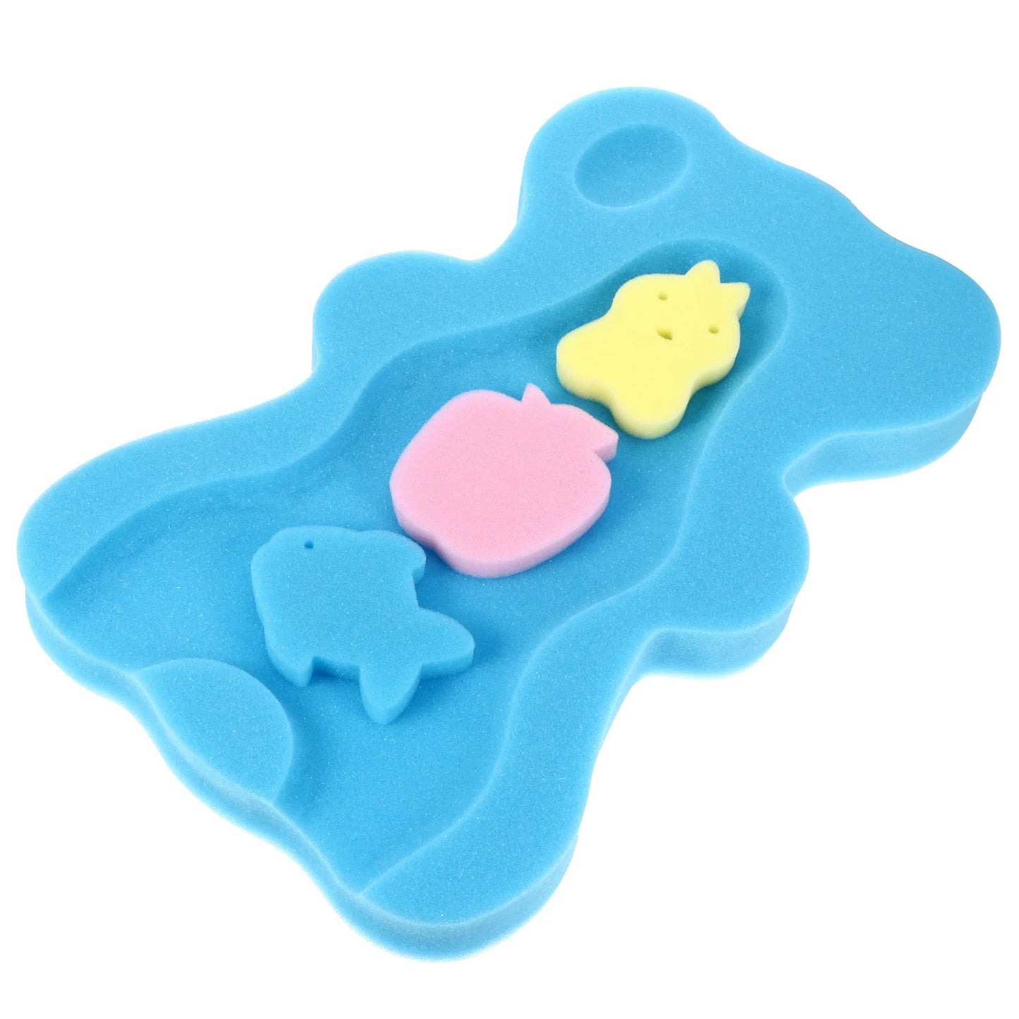 Baby Sponge Infant Bath Mat Drying Support Cushion Skid Proof Comfy Lightweight Bear Shape Design For Newborn