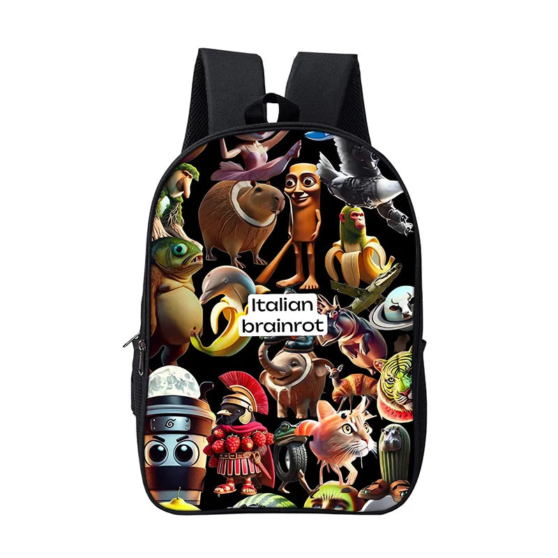 Cartoon Anime Game School Bag for Boy Girls Durable and Softback for Books Bag Italian Brainrot Children Backpack