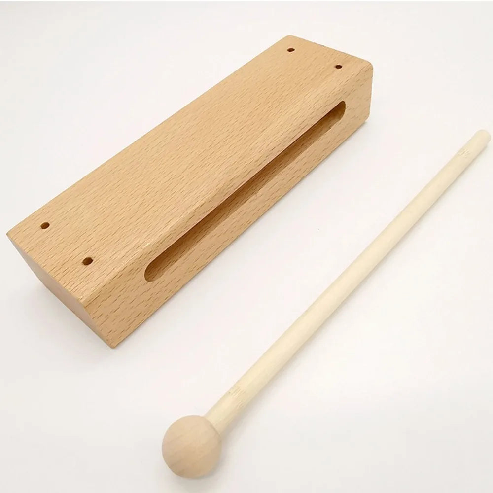 Square Percussion Instruments Wood Beaters with Mallets Musical Rhythm Block Double Tone Handheld Orff Music Instruments Gift