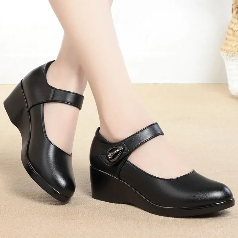 sapatos femininas women fashion high quality black wedge heel shoes for office work lady casual career elegant daily pumps z425