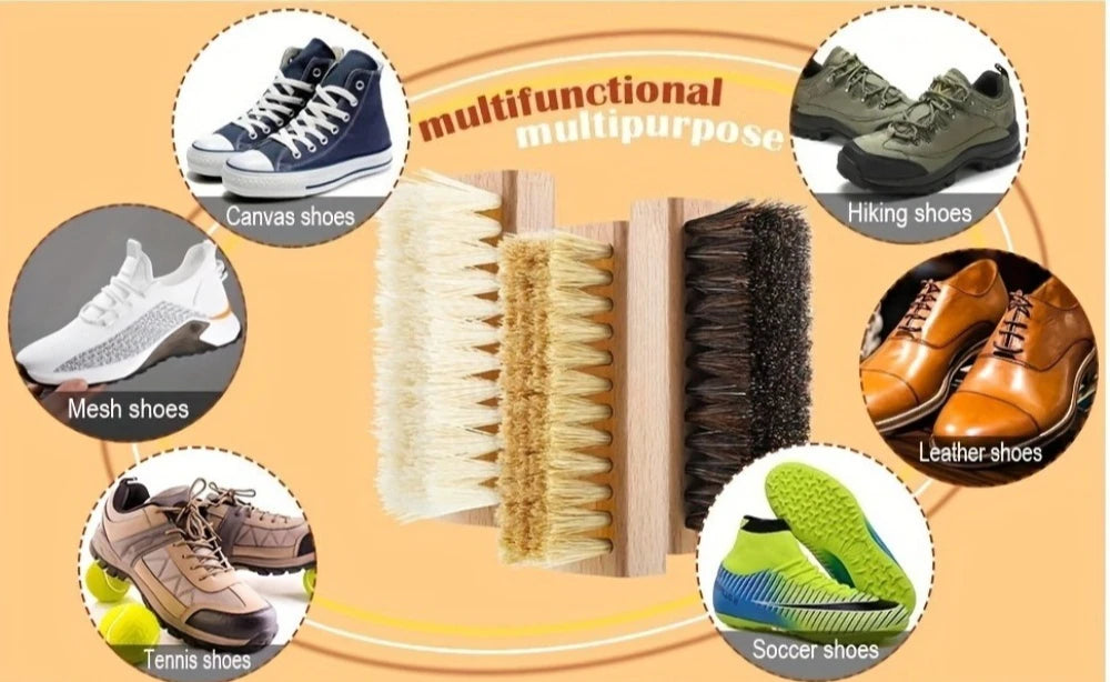 1pc Wooden Handle Shoe Cleaning Brush Horse Hair Wood Brush Leather Shoe Care and Cleaning Shoe Brushes