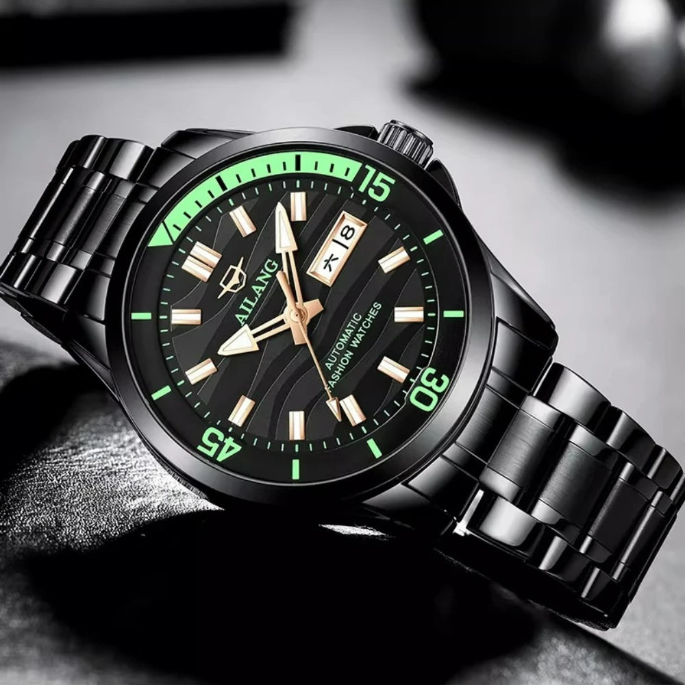 AILANG Men's Automatic Mechanical Watch Luxury Sports Waterproof Multi-Functional Wristwatch with Calendar Fashionable Brand