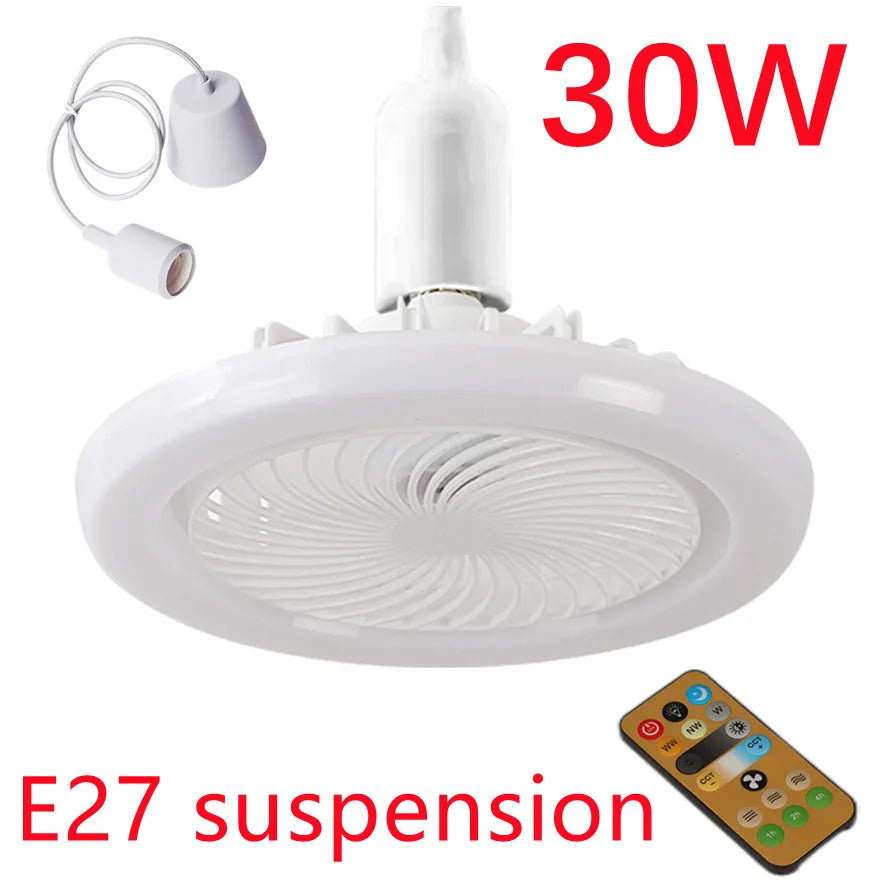 30w 3In1 Ceiling Fan With Lighting Lamp electric fan E27 Converter Base With Remote Control For Bedroom Living Silent AC85V-265V