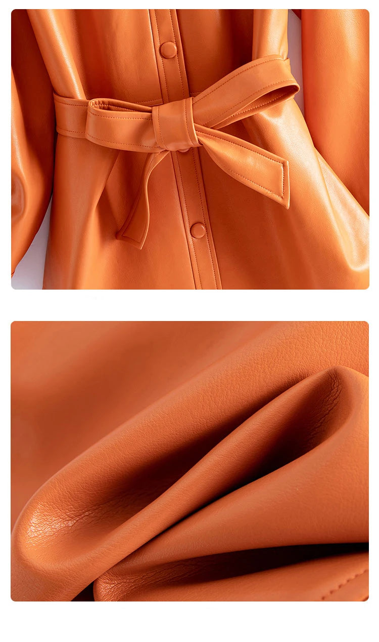 Sheepskin Leather Jacket Women Fashion Irregular Turn-down Collar Lace-up Belt Chic Office Ladies Real Split Leather Jacket Coat