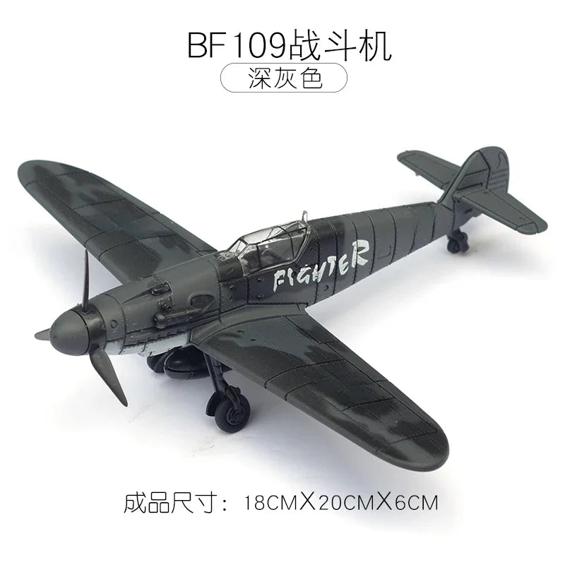 1/48 WWII Fighter Model Pirate Mustang Spitfire Hurricane BF109 4D Assemble Aircraft Plastic DIY Airplane Toy Building Kits