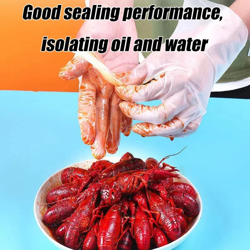 100/200pcs Disposable Gloves, made of durable material, easy to use. Suitable for cleaning in the kitchen and bathroom.