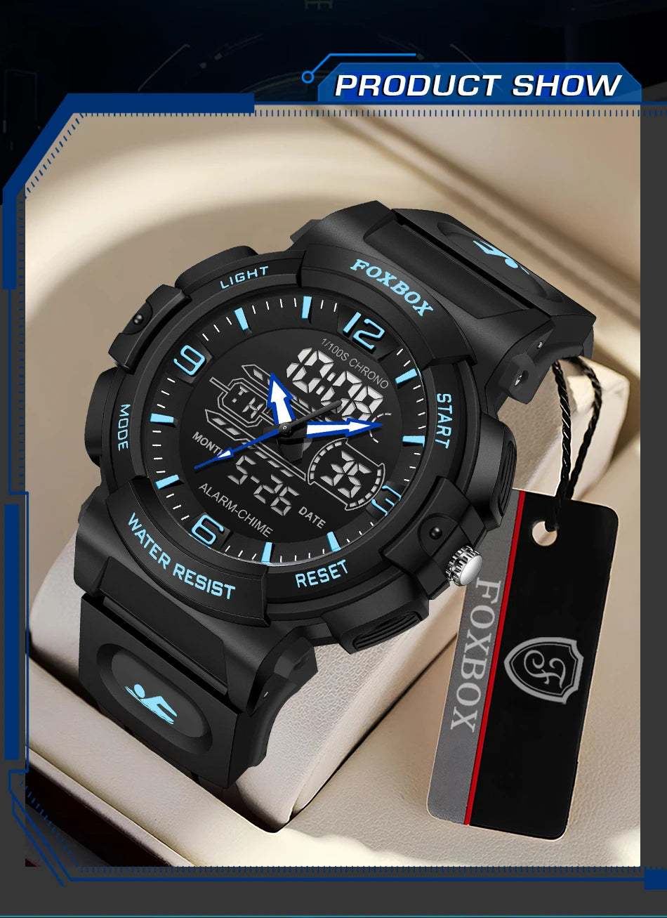 LIGE New Watches For Men 50M Waterproof Clock Alarm reloj hombre LCD Dual Display Wristwatch Quartz Military Sports Mens Watches