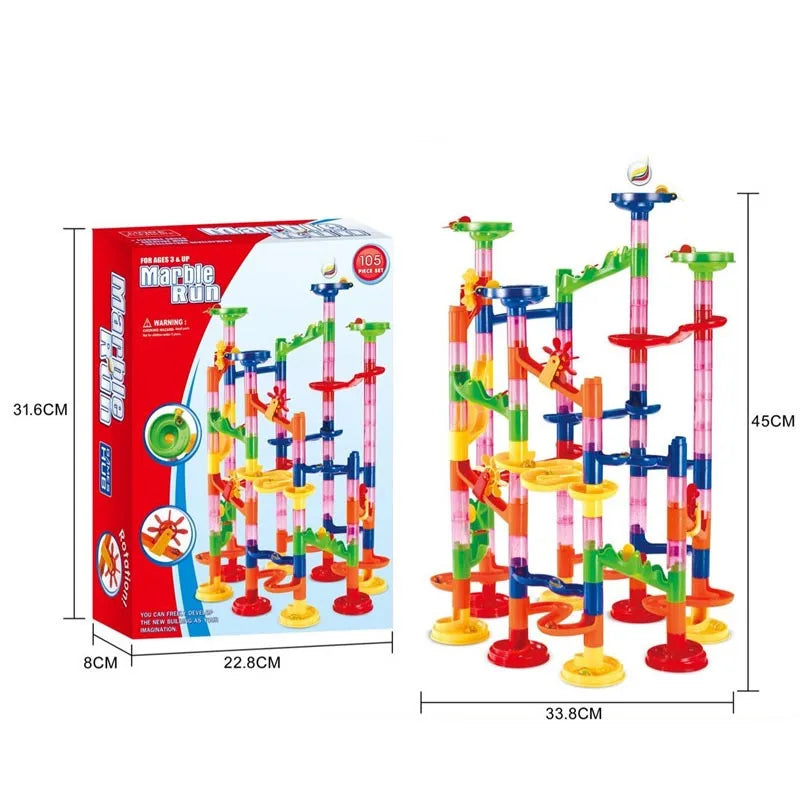 Marble Run Race Track Building Blocks Kids DIY Maze Ball Roll Toy Marble Run Race Coaster Set Marble Slide Pipes  Puzzle Toys