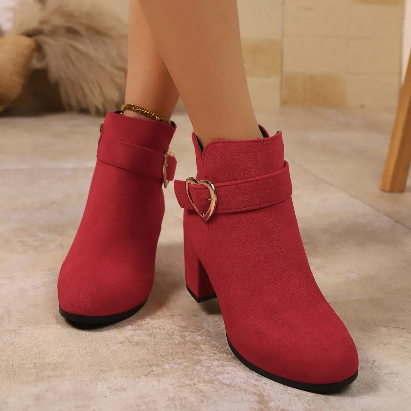 2026 New Women Anti-slip Ankle Boots Platform Zipper High Heels Short Boots Comfortable Designer Shoes Women Zapatos De Mujer