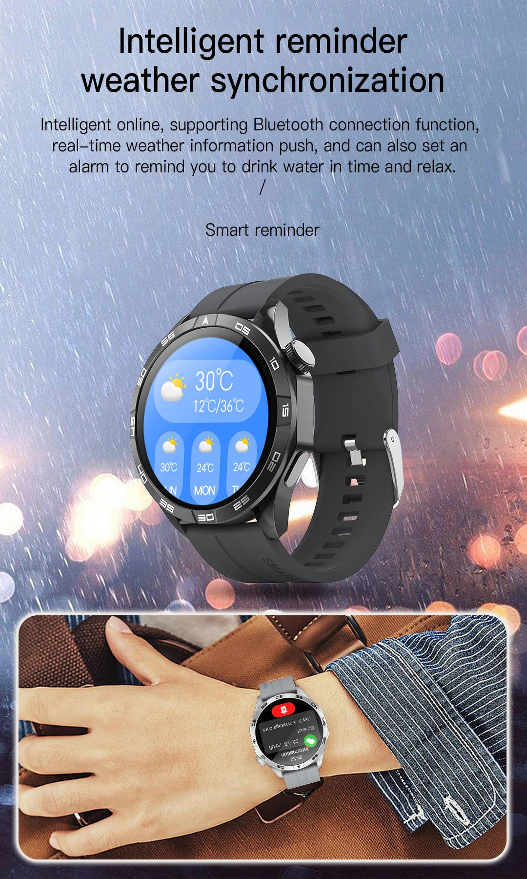 Smart Watch for Men Bluetooth Call Music Play Heart Rate Monitor Outdoor Activities Calorie Tracker Sport Watch