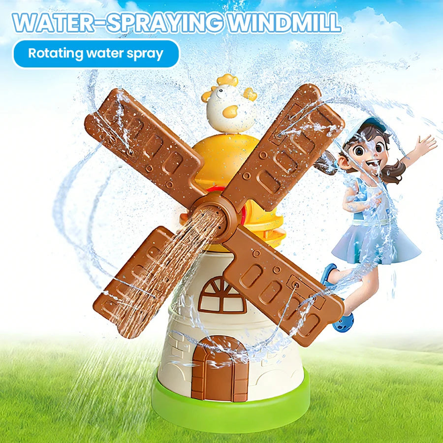 outdoor Water Toy Baby Bath Toys Cartoon Squid windmill Sprinkler Rotating Spray Garden Yard  Fun Games Toys for Kids boys girls