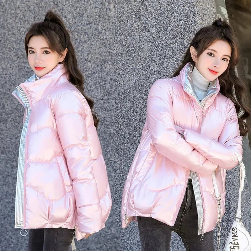 2026 New Winter Jacket Women Parkas Glossy Warm Thicken Coat Female Cotton Padded Parka Waterproof Outwear Loose Snow Jacket