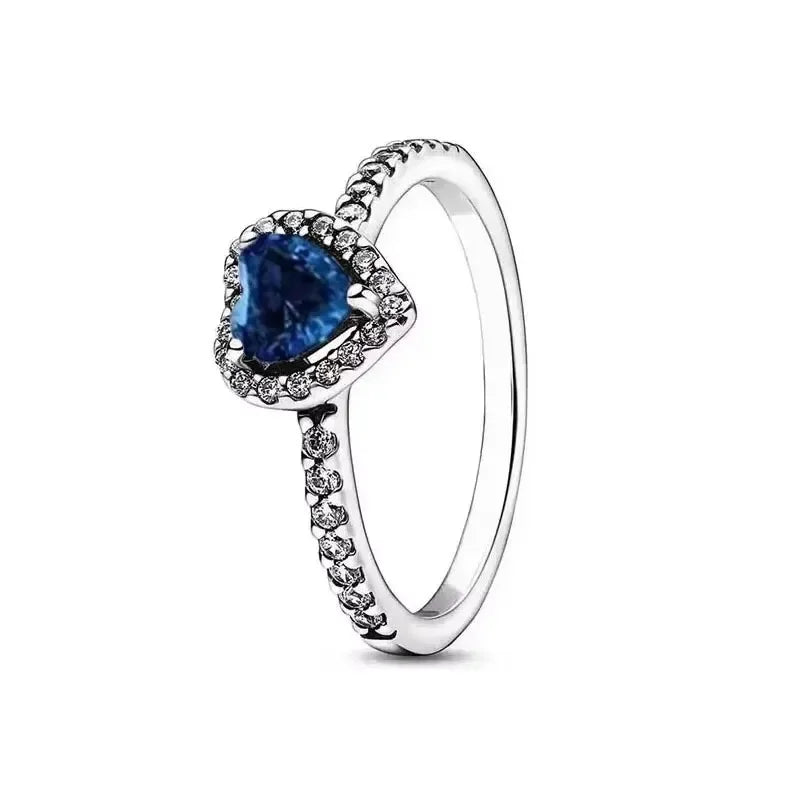 925 Sterling Silver Latest Multiple Colors Sparkling Heart-shaped Ring - Luxurious Exquisite Charm Jewelry Surprise Memorial Gif