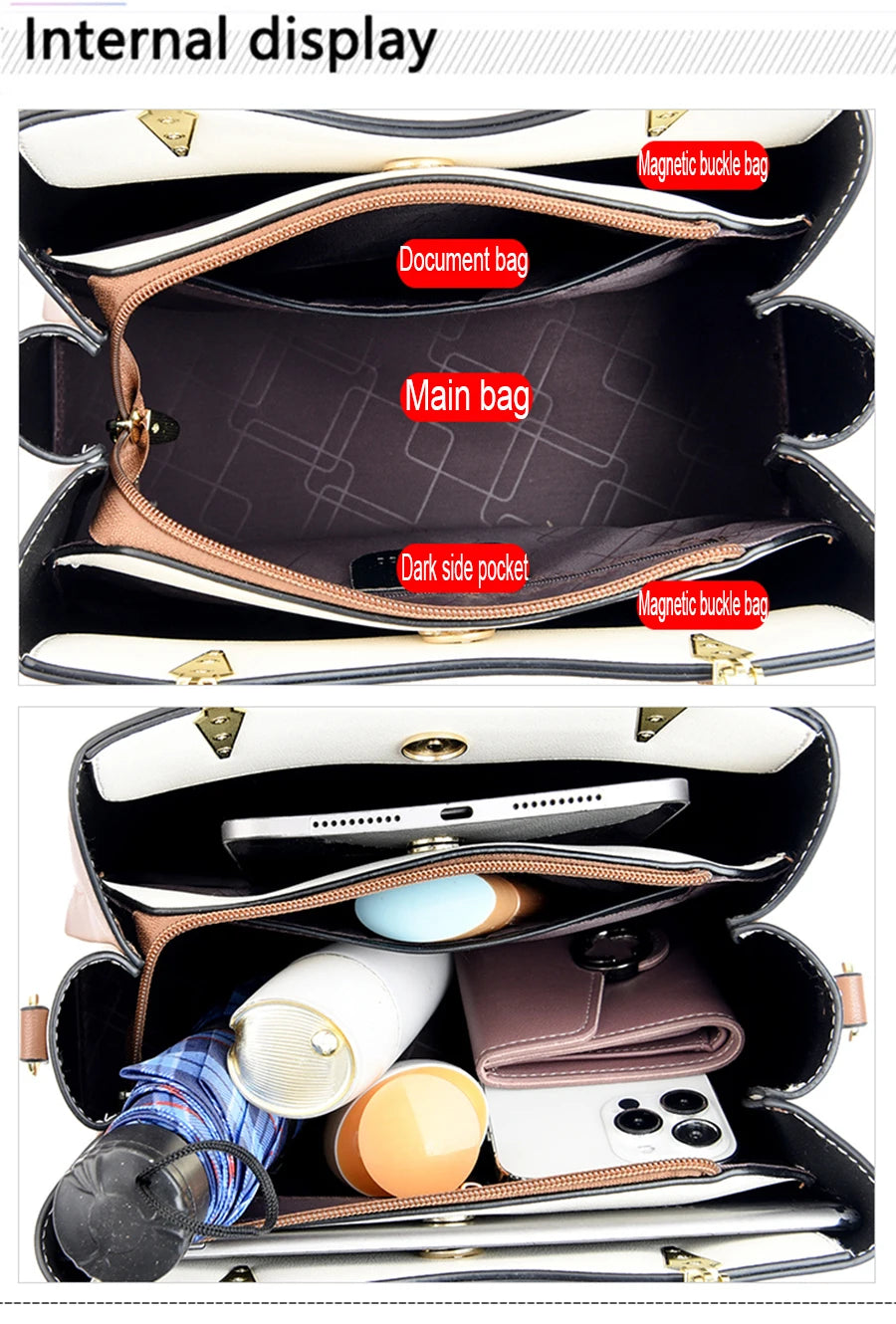 Ladies Quality Leather Shoulder Bags 2023 Luxury Handbags For Womens Designer Fashion Large Capacity Casual Tote Bag Sac A Main