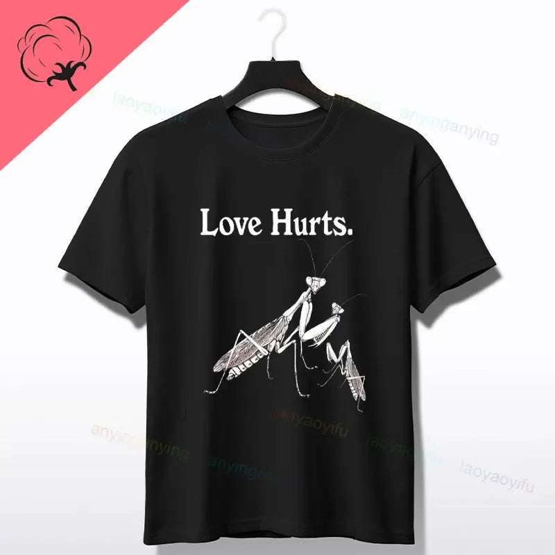 Praying Mantis Insects Bug Love Praying Mantis- Retro T-Shirt 100% Cotton Short Sleeve O-neck Tee Humor Style Design Casual Wear