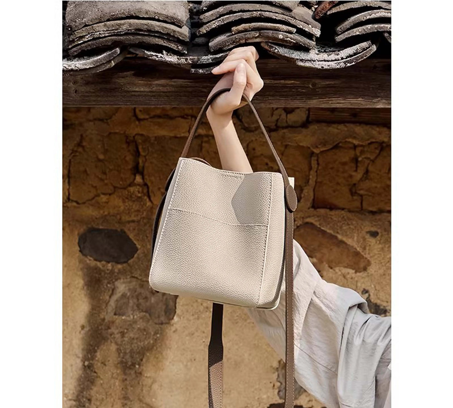 Women's Bags 2026 New Trendy High-End Fashion Small Bucket Bag Women's Crossbody Bag Women's Genuine Leather Handbag