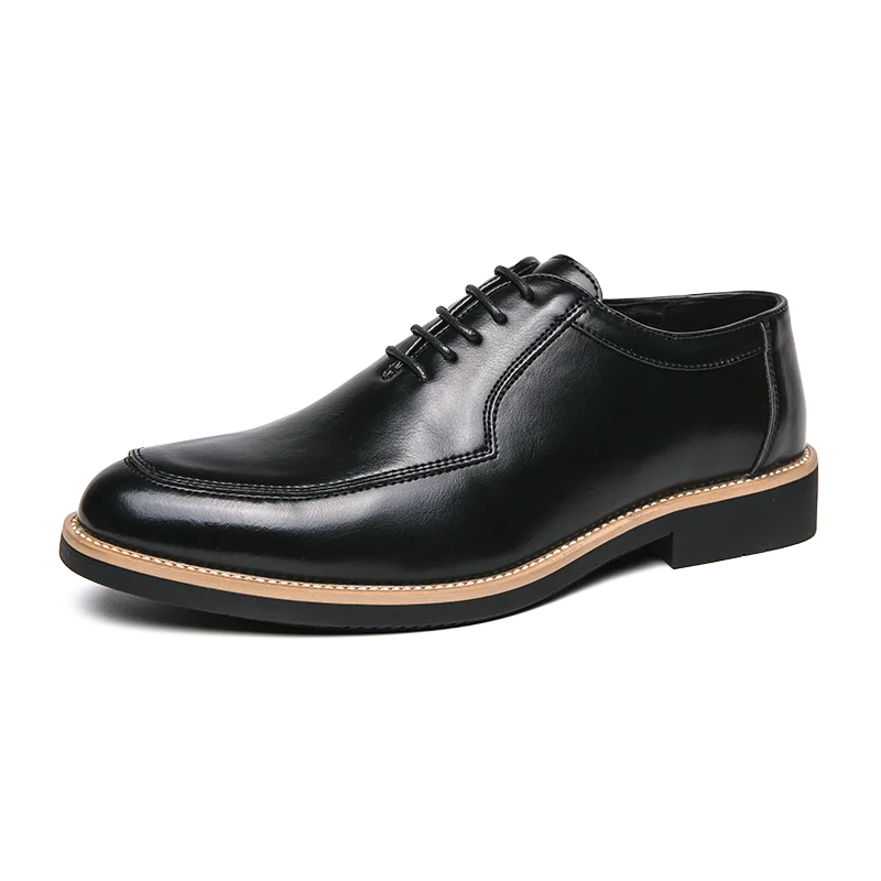High End Brand Men's Party Formal Shoes Lace Up Pointed Men's Glossy Leather Shoes Classic Elegant Business Shoes Free Delivery