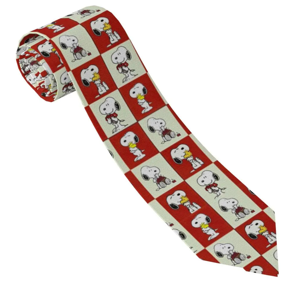 Snoopys & Woodstock Smile Giggle Laugh Neckties Silk 8 cm Neck Tie for Mens Shirt Accessories Cravat Wedding Accessories Office
