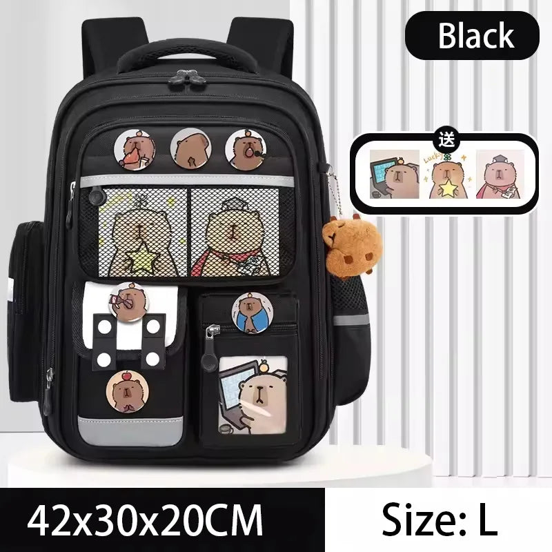 Capibara Student Schoolbag, Large-capacity Children Backpack.Girl Boy Kids Back To School Book Bags